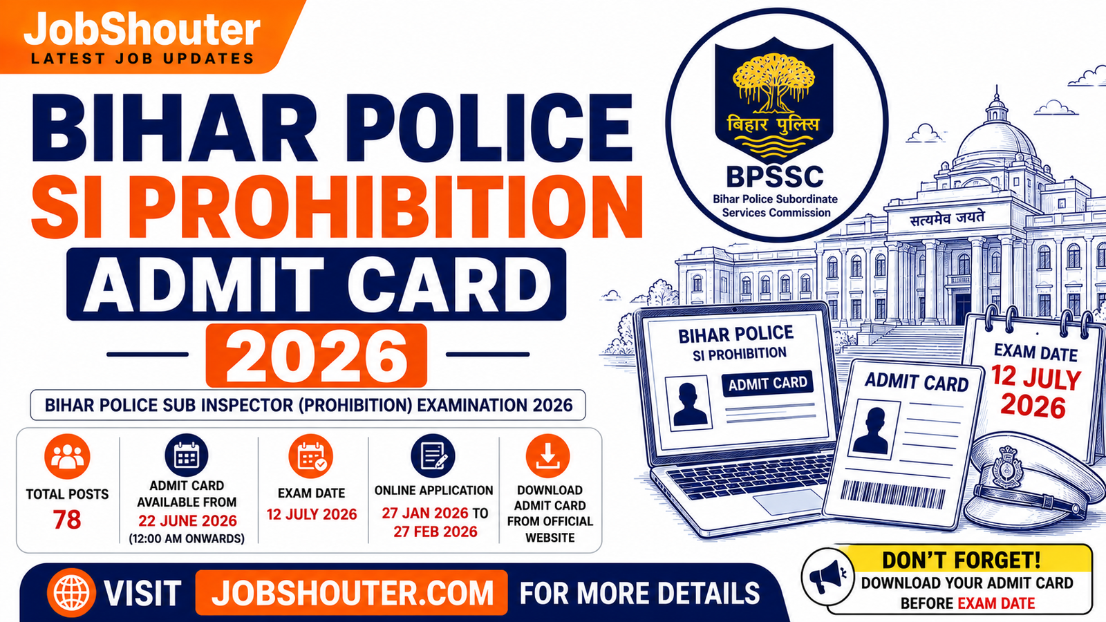 Bihar Police SI Prohibition Admit Card 2026