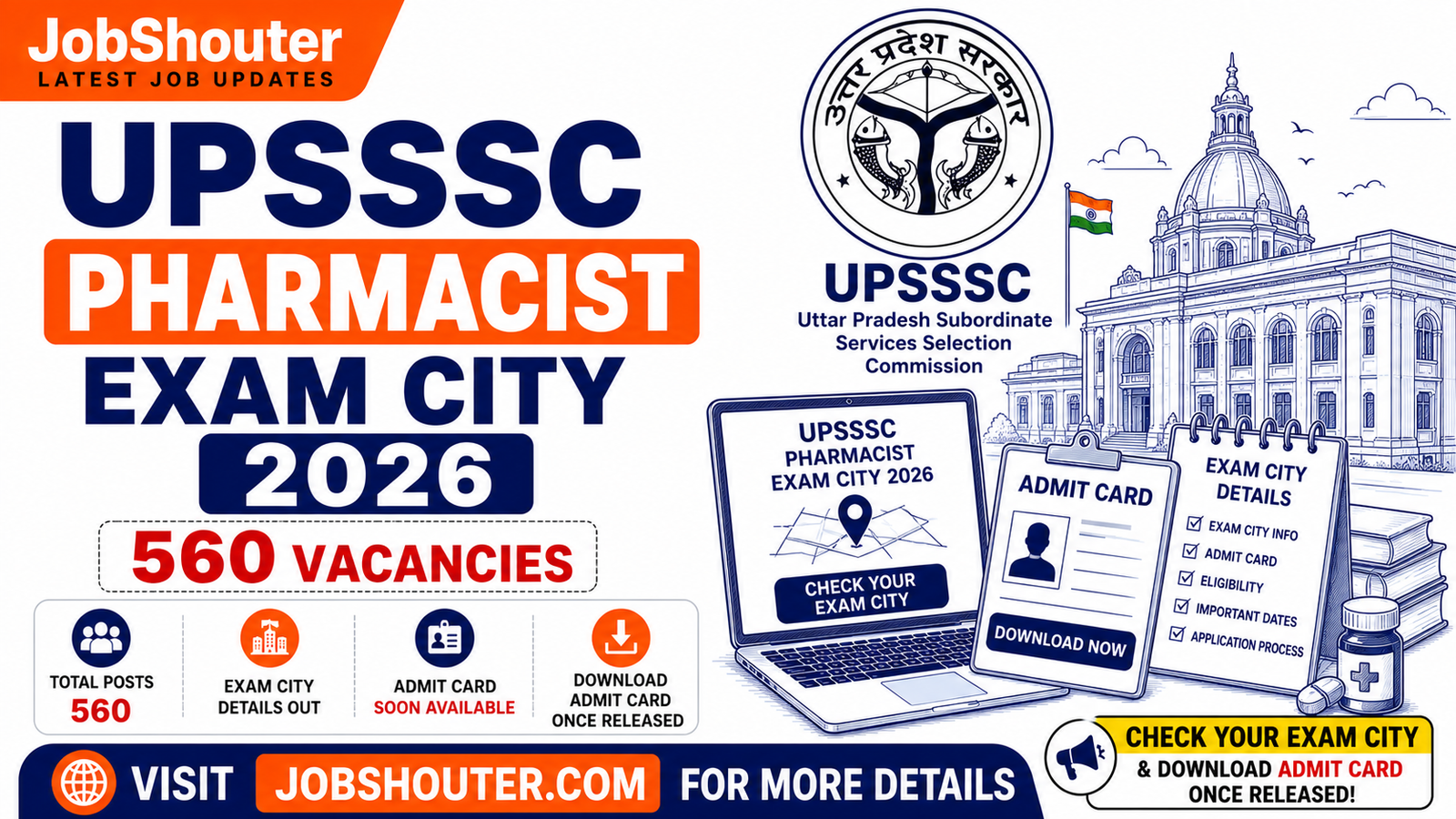 UPSSC Pharmacist Exam City 2026 Admit Card