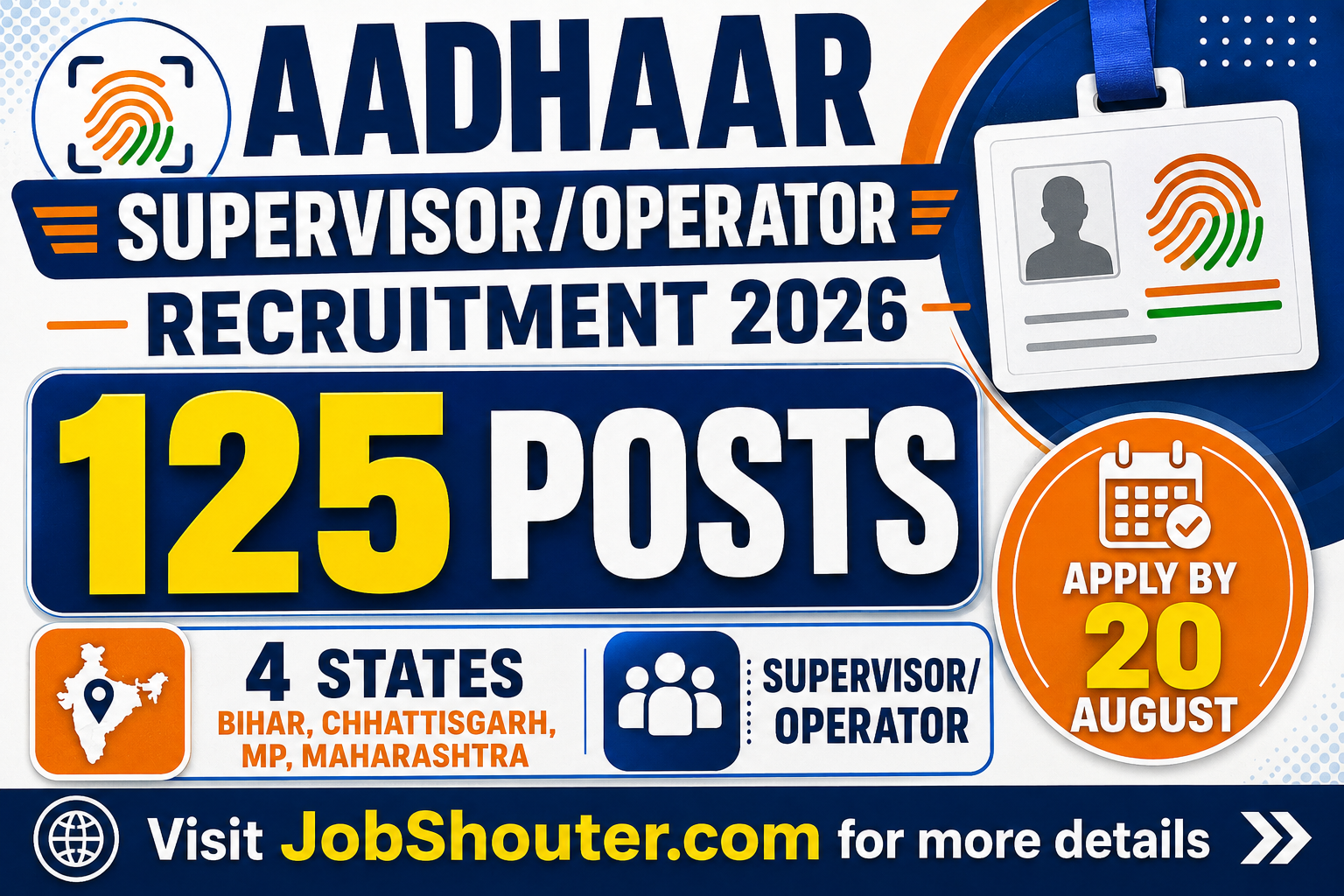 Aadhaar Supervisor Operator Recruitment 2026
