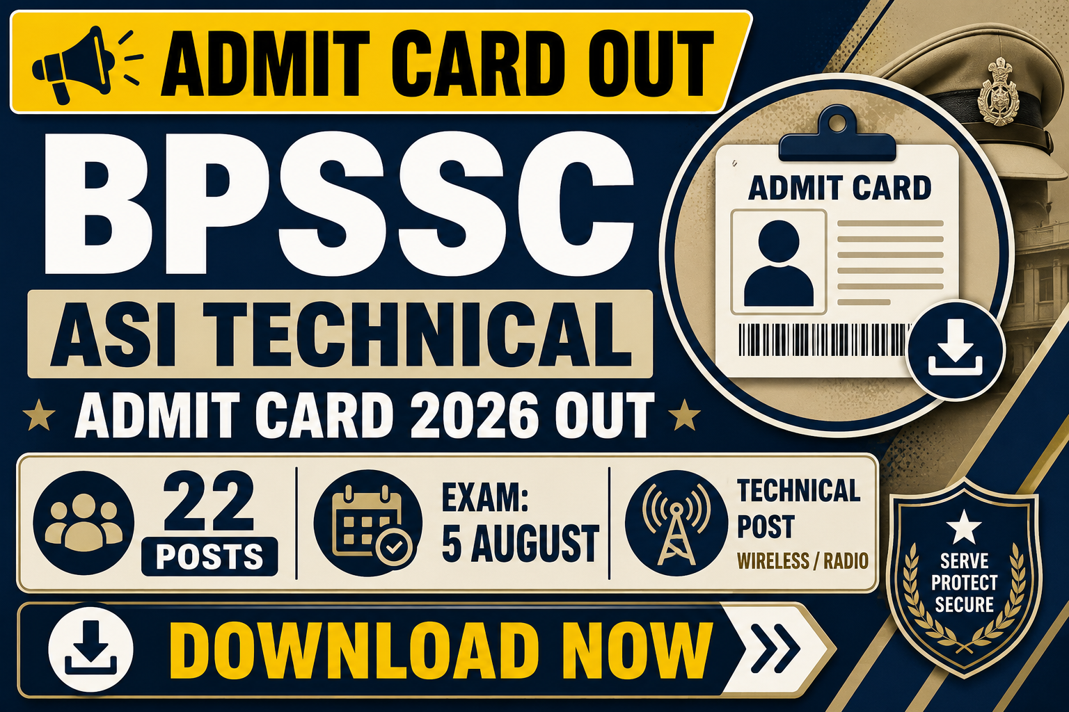 BPSSC ASI (Technical) Admit Card 2026 Out