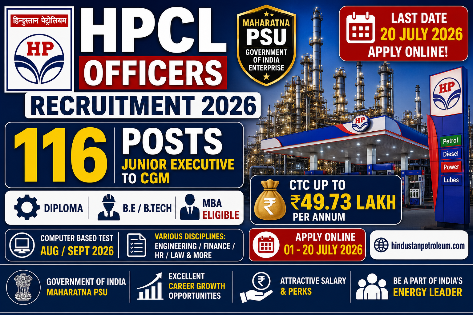 HPCL Officers recruitment examination 2026