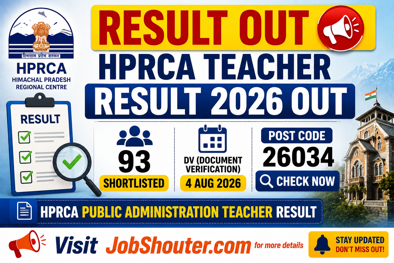 HPRCA Teacher (Public Administration) Result 2026