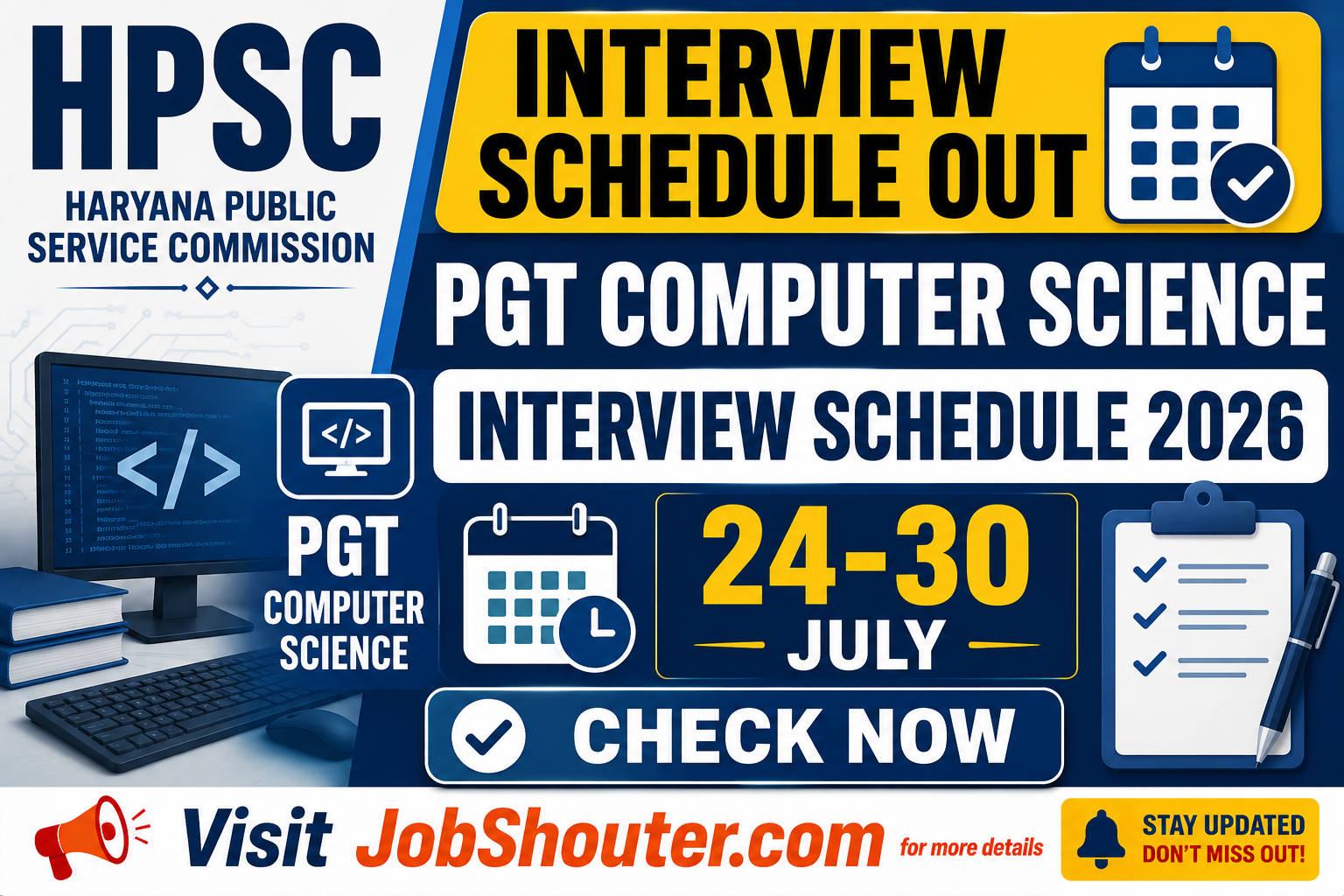HPSC PGT Computer Science Interview Schedule 2026