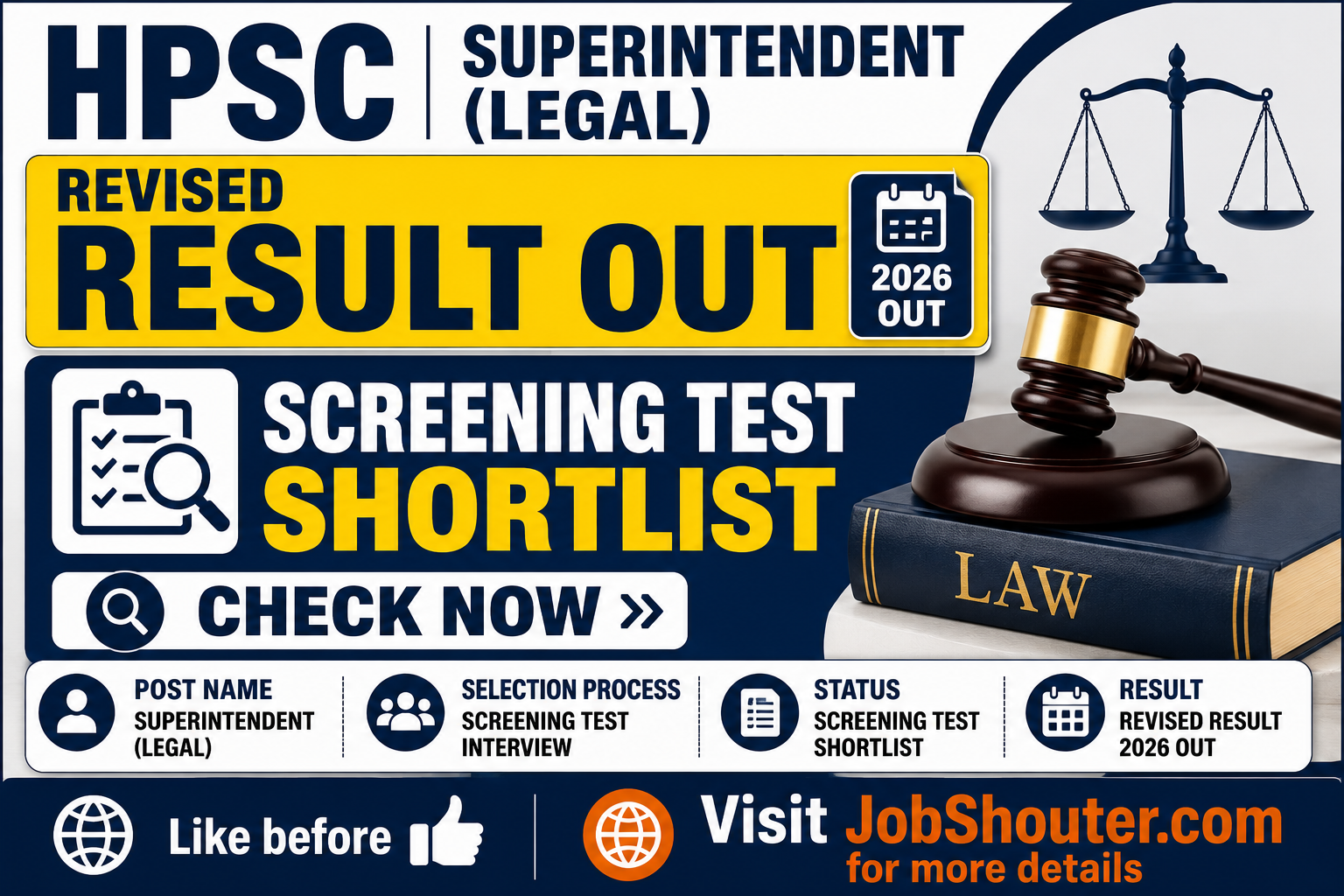 HPSC SUPERINTENDENT (LEGAL) REVISED RESULT 2026 OUT