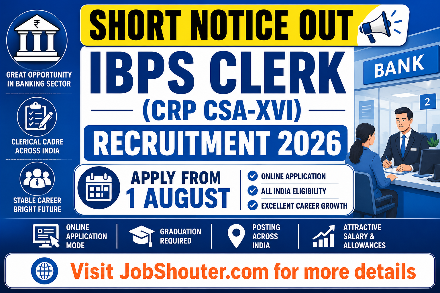IBPS CLERK (CRP CSA-XVI) RECRUITMENT 2026