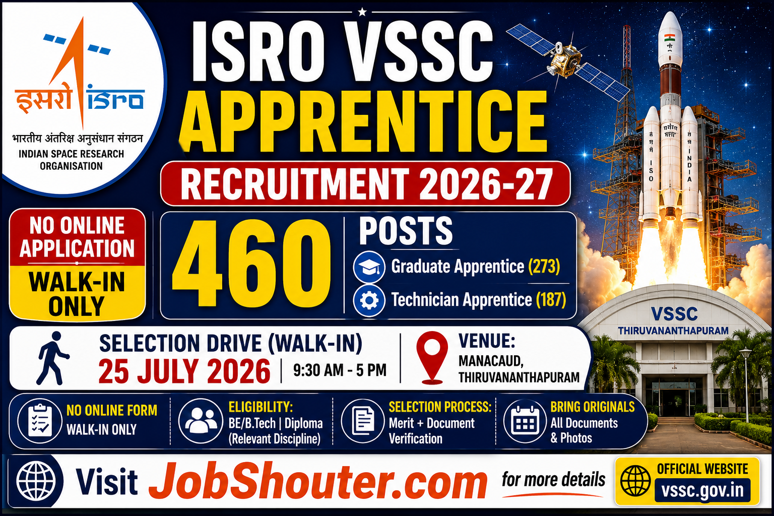 ISRO VSSC Recruitment 2026 - Walk In