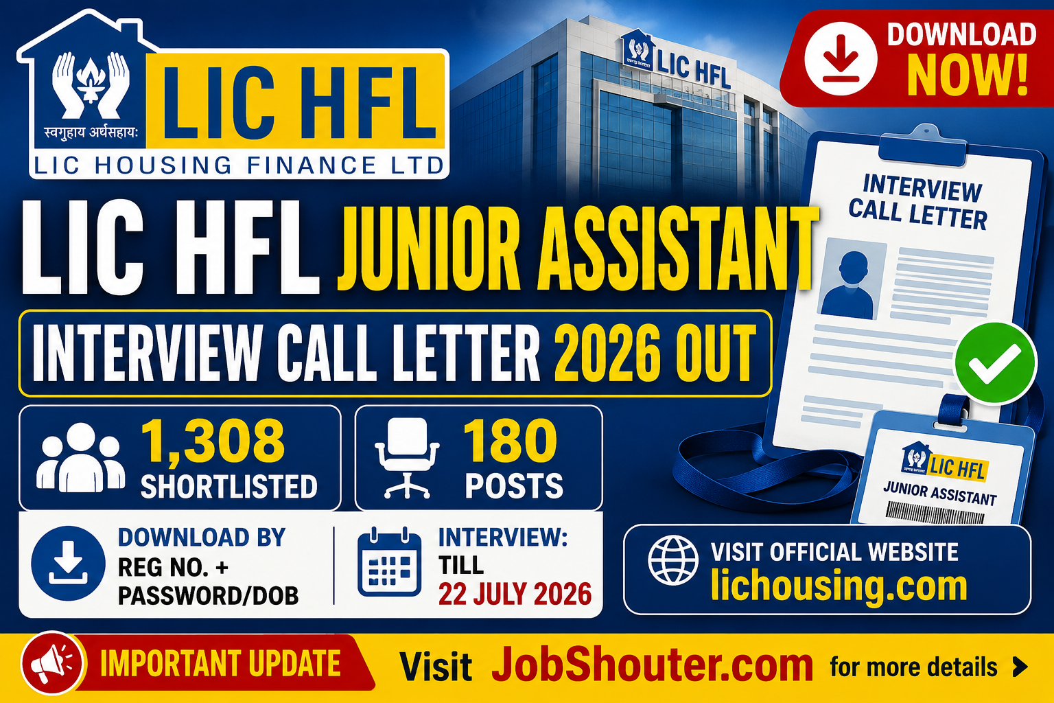 LIC HFL Junior Assistance Admit Card Download 2026
