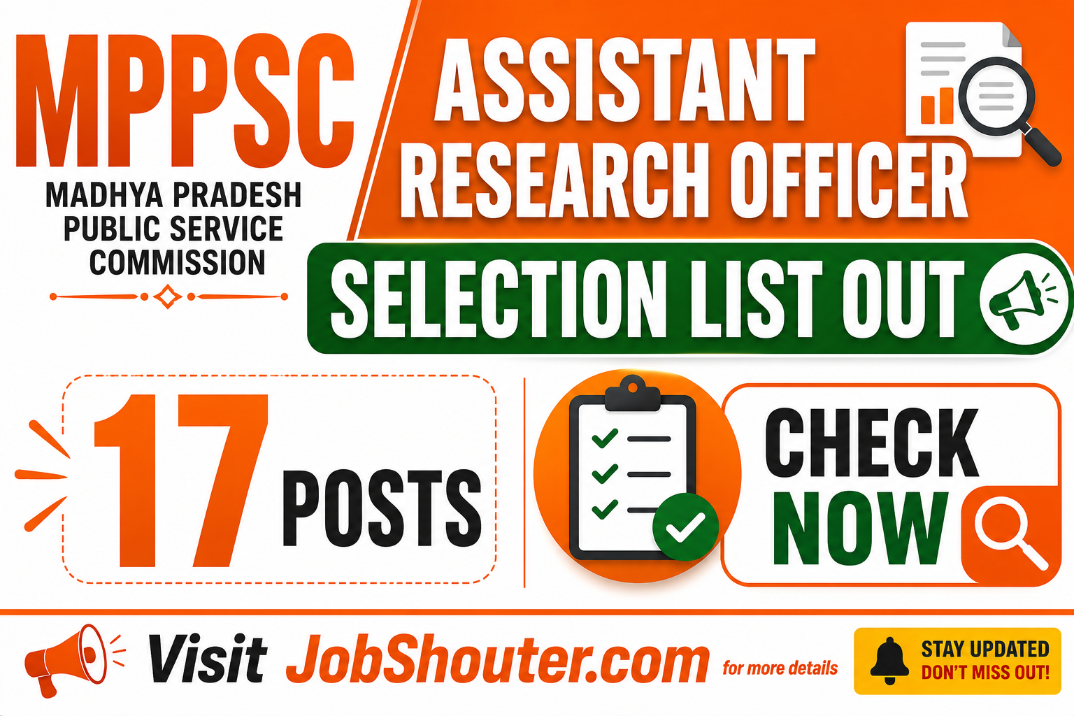 MPPSC Assistant Research Officer Selection List 2026