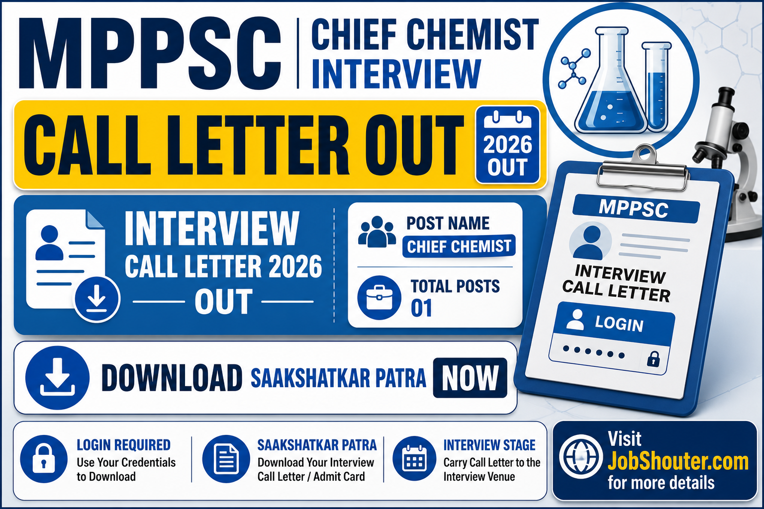 MPPSC CHIEF CHEMIST INTERVIEW CALL LETTER OUT