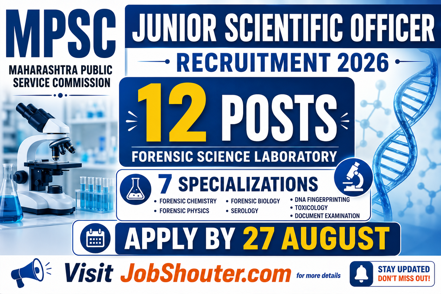 MPSC JUNIOR SCIENTIFIC OFFICER RECRUITMENT 2026