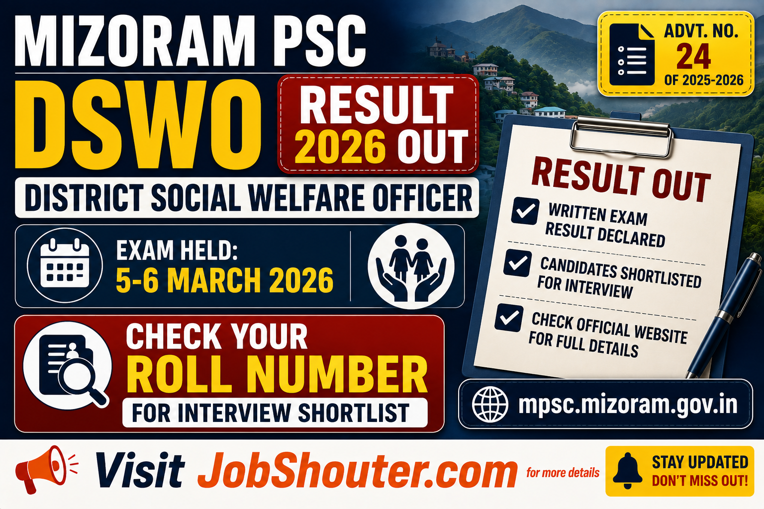 Mizoram PSC DSWO Written Result 2026 Out