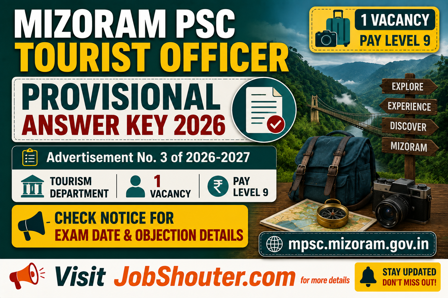 Mizoram PSC Tourist Officer Answer Key 2026