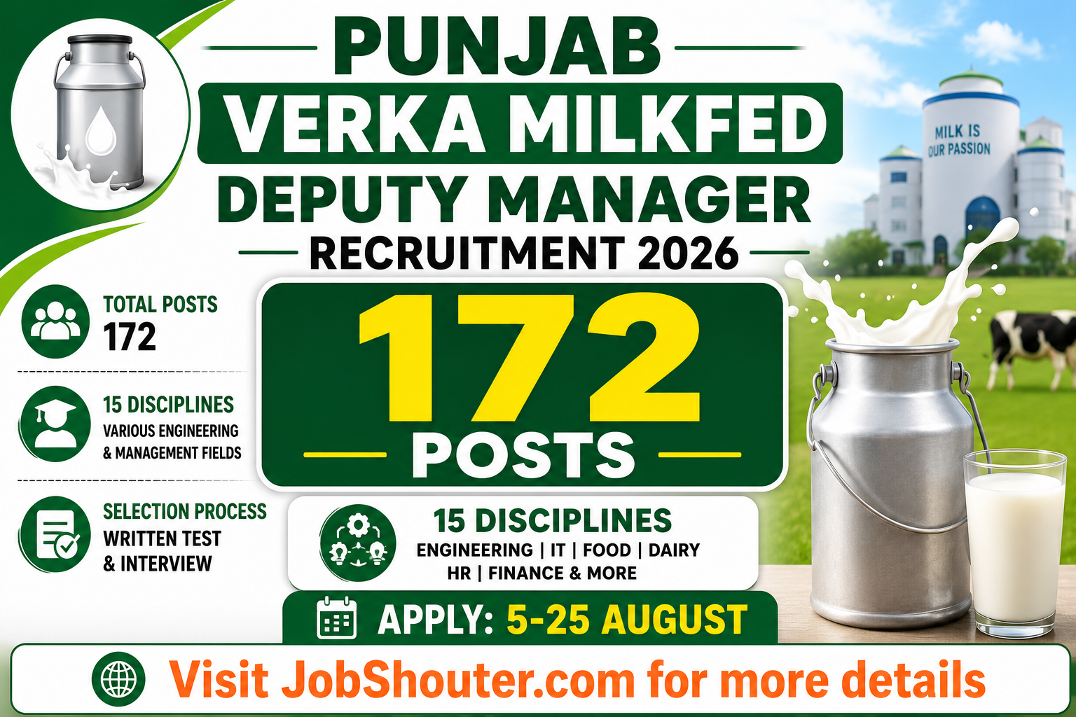 PUNJAB VERKA MILKFED DEPUTY MANAGER RECRUITMENT 2026