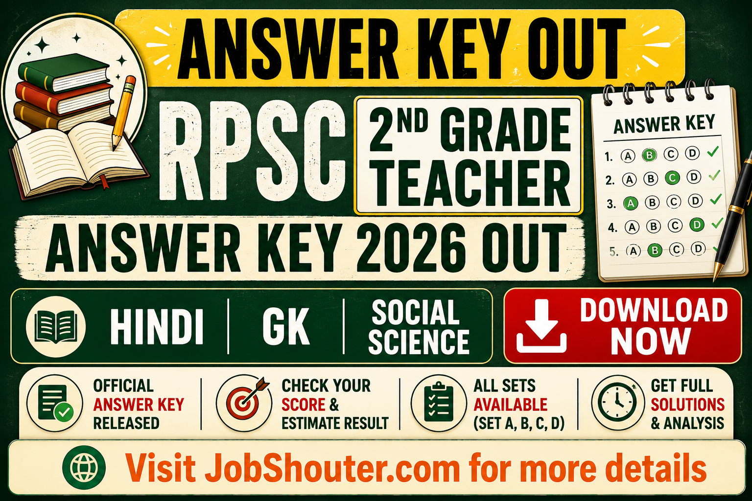 RPSC 2nd Grade Teacher (Senior Teacher) Answer Key 2026