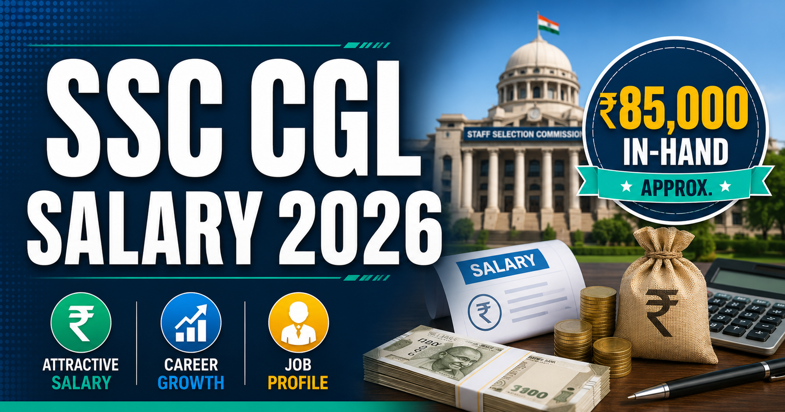 SSC CGL Salary 2026 post-wise in-hand salary and job profile
