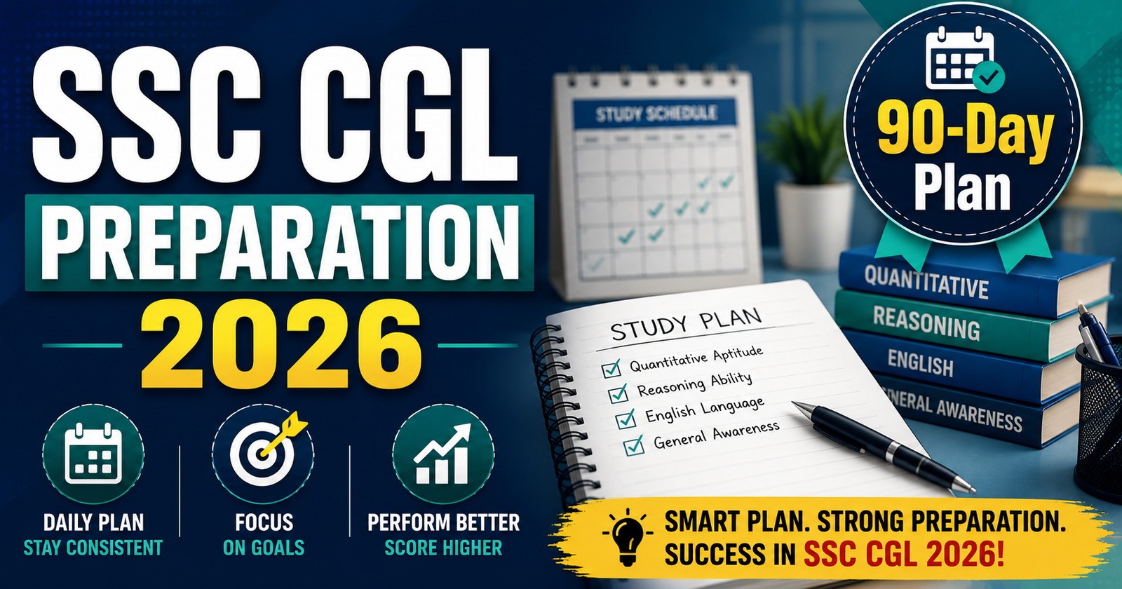 SSC CGL preparation strategy 2026 90 day study plan and section wise tips