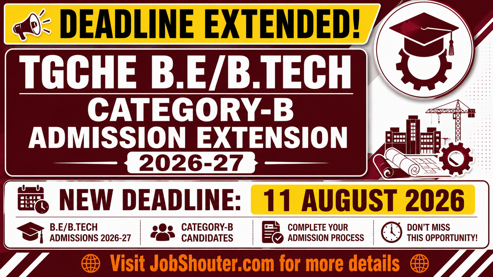 TGCHE BE B TECH CATEGORY-B ADMISSION EXTENSION 2026-27