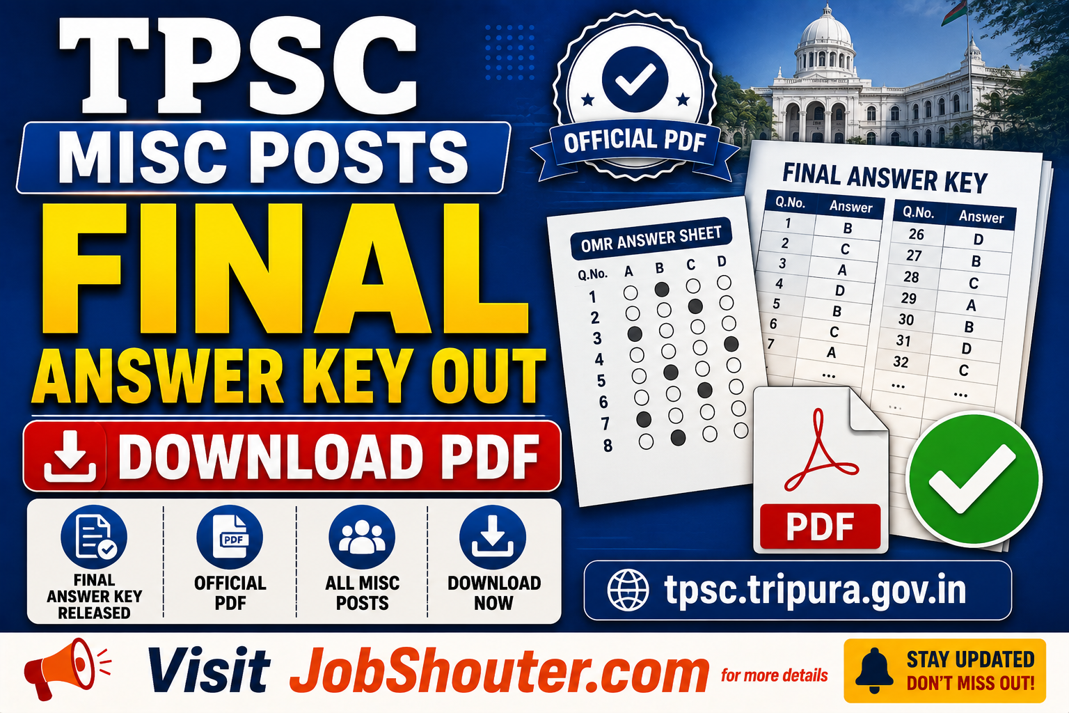 TPSC Miscellaneous Posts Final Answer Key 2026 Out