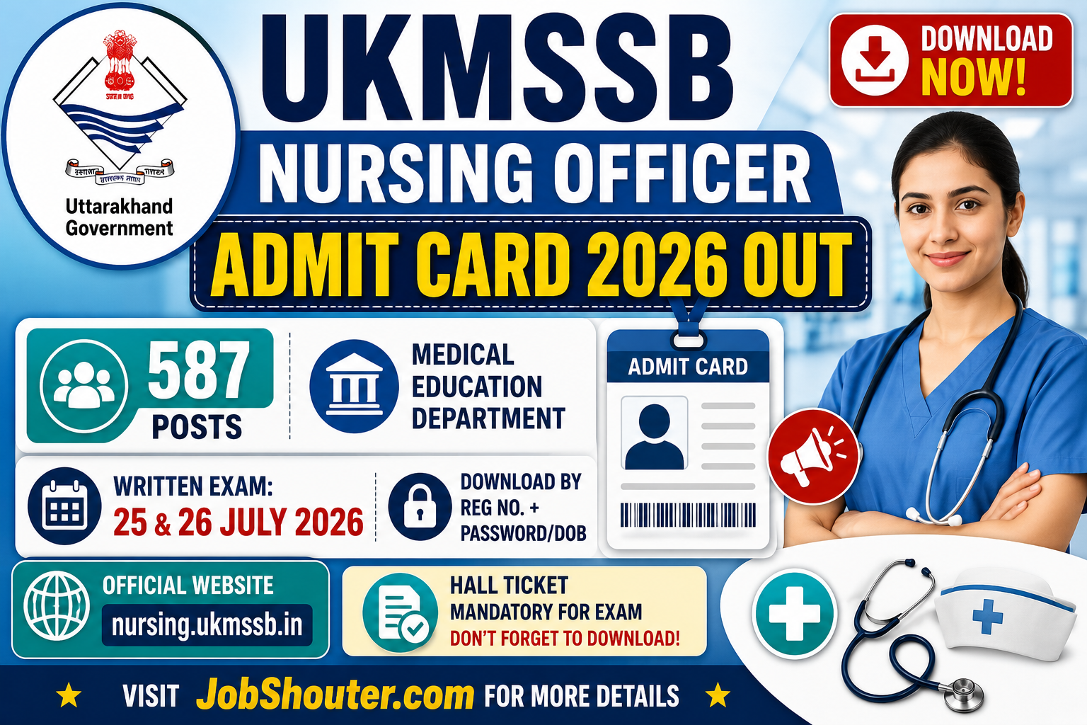 UKMSSB Nursing Officer 2026 Admit Card
