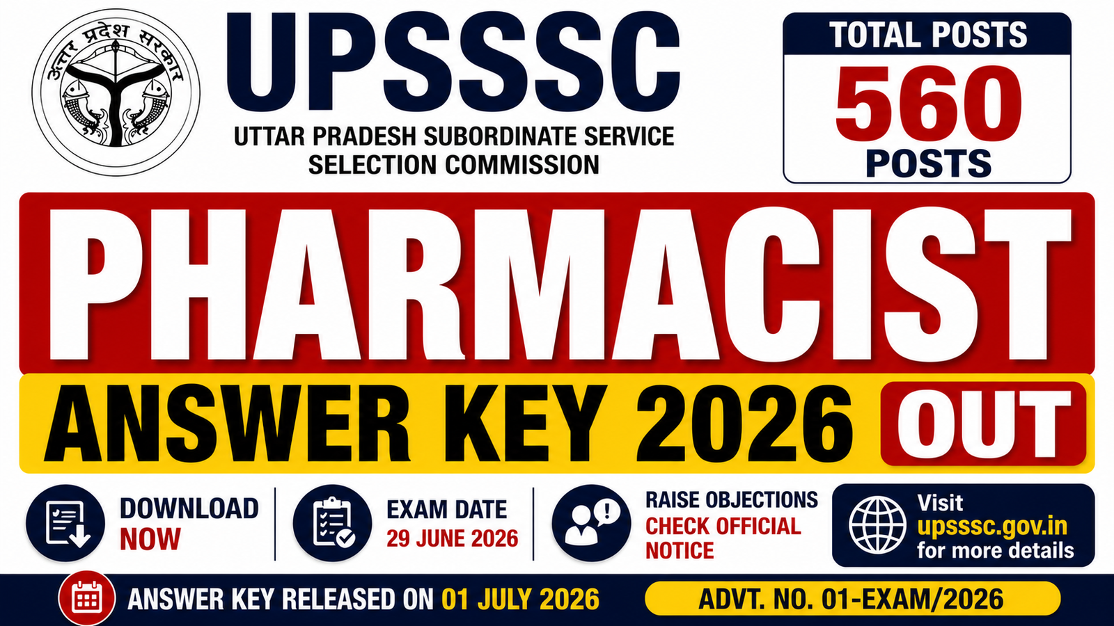 UPSSSC Pharmacist Answer Key 2026 Out