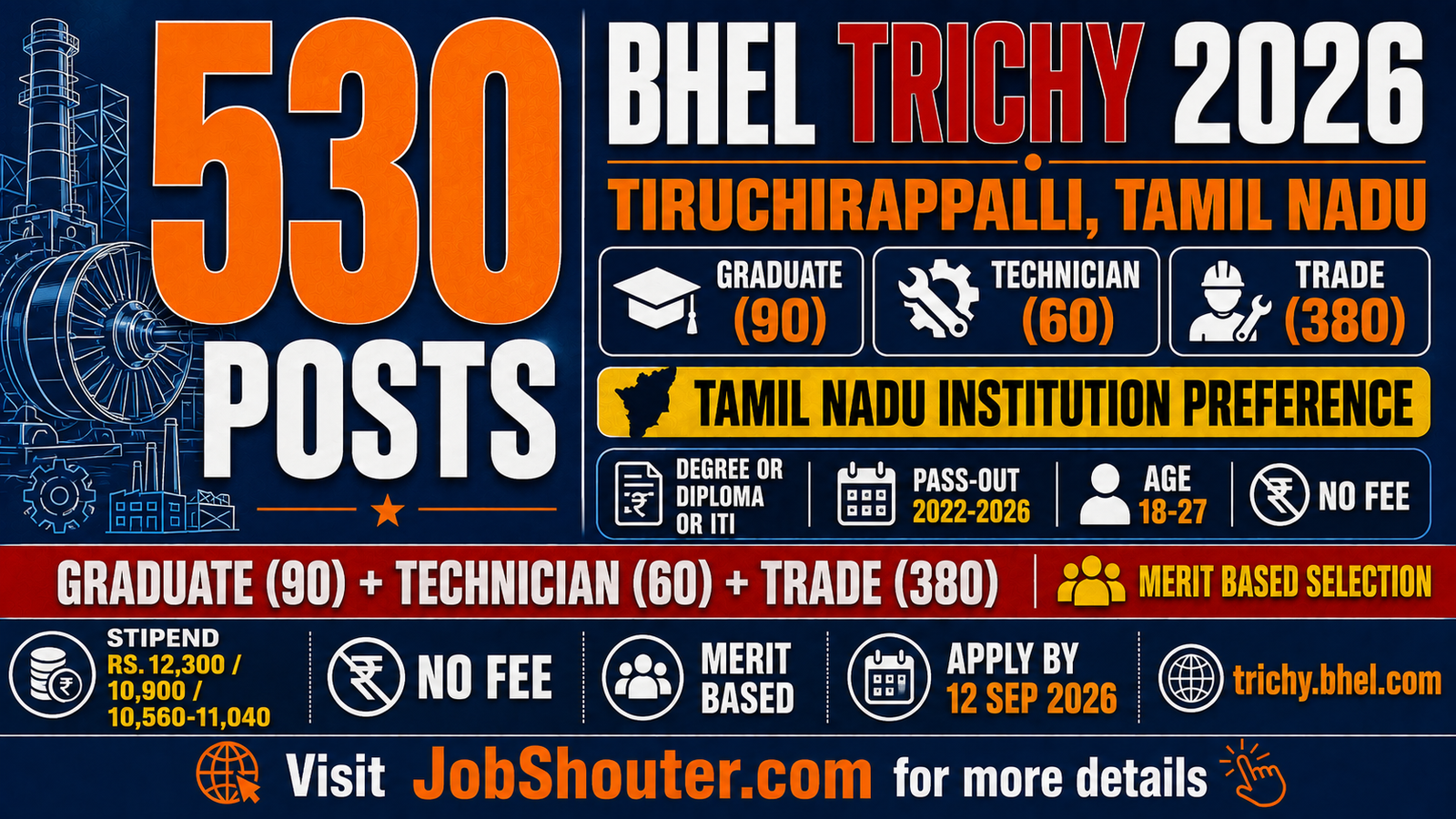 BHEL Trichy Apprentice Recruitment 2026 - 530 Posts