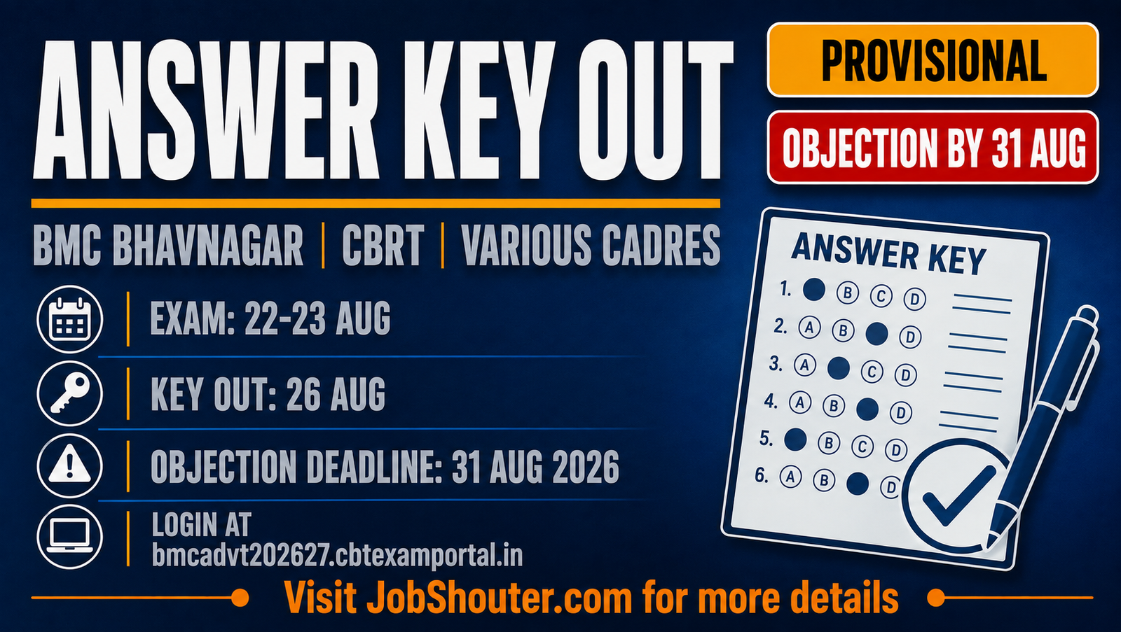 BMC Bhavnagar CBRT Provisional Answer Key 2026