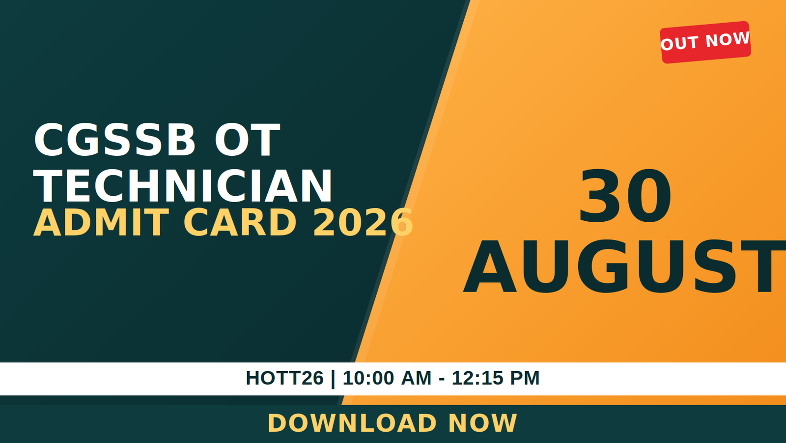 CGSSB OT TECHNICIAN ADMIT CARD 2026