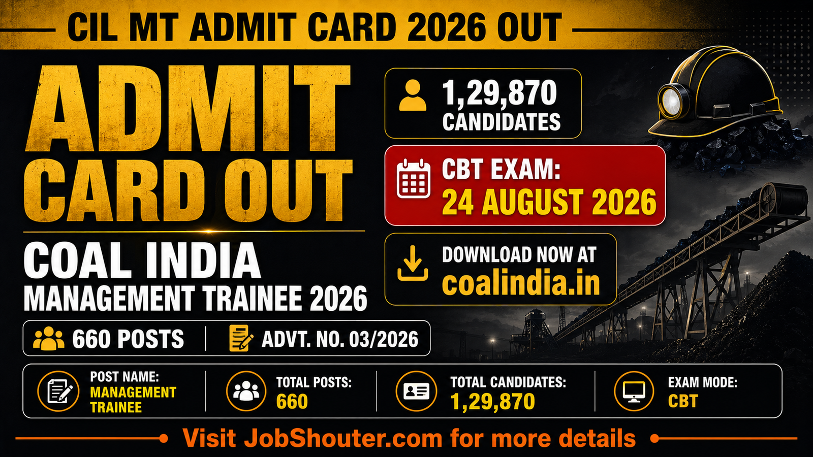 CIL MT ADMIT CARD 2026 OUT