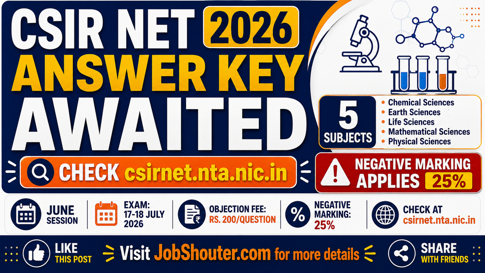CSIR NET ANSWER KEY 2026