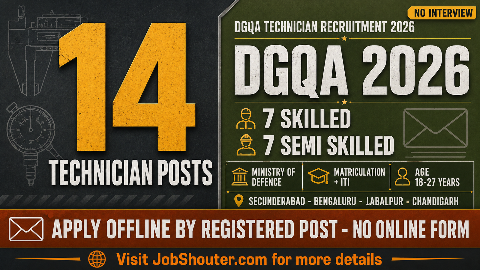 DGQA Technician Recruitment 2026 - 14 Posts