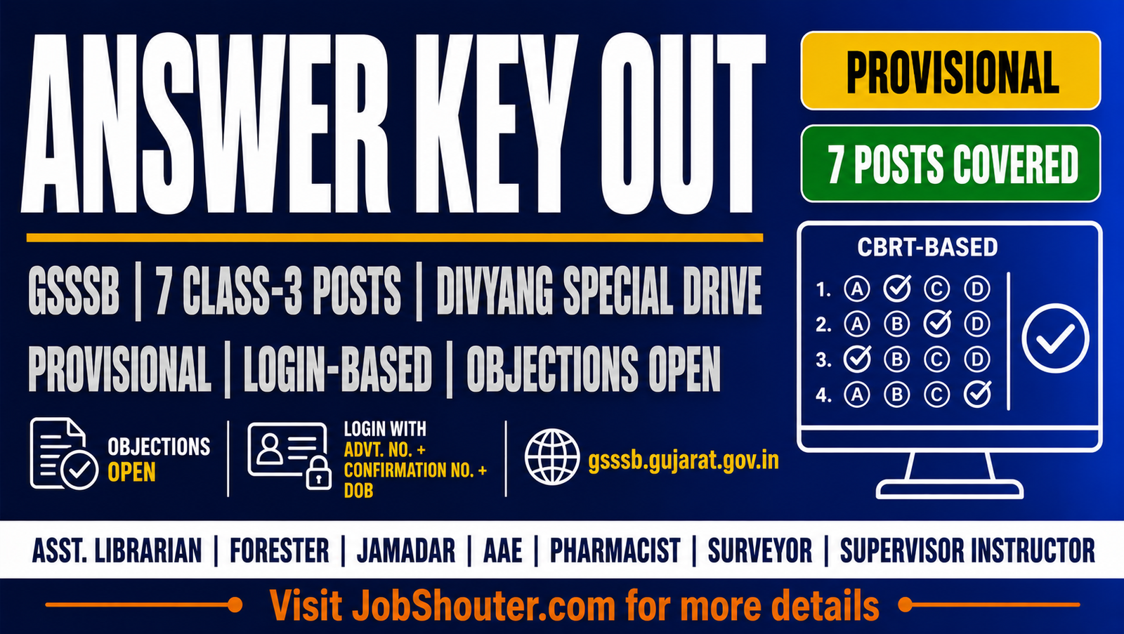 GSSSB Provisional Answer Key 2026 Out