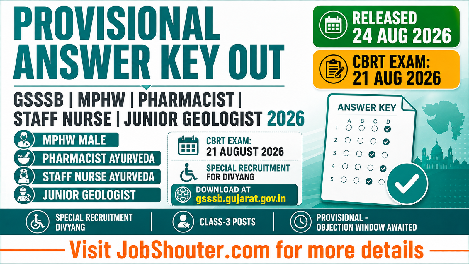 GSSSB Provisional Answer Key 2026 Out