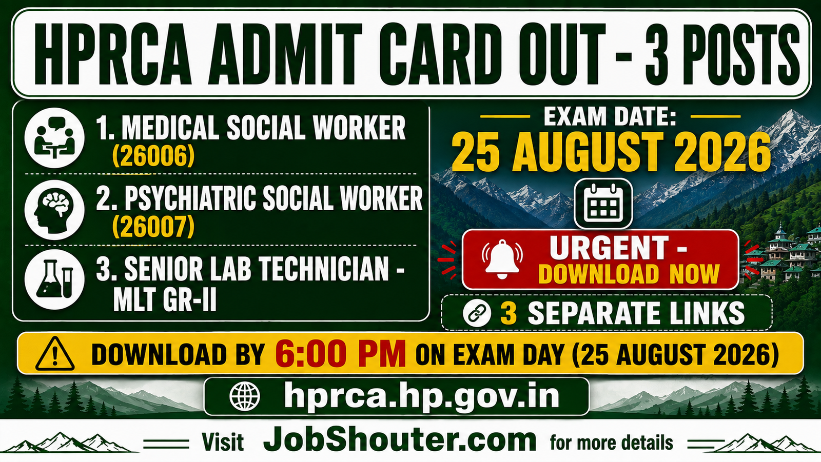 HPRCA Admit Card 2026 Out