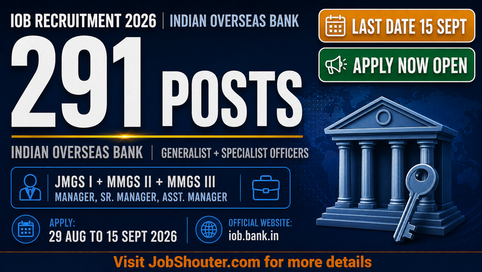 IOB Recruitment 2026 - 291 Generalist and SO Posts