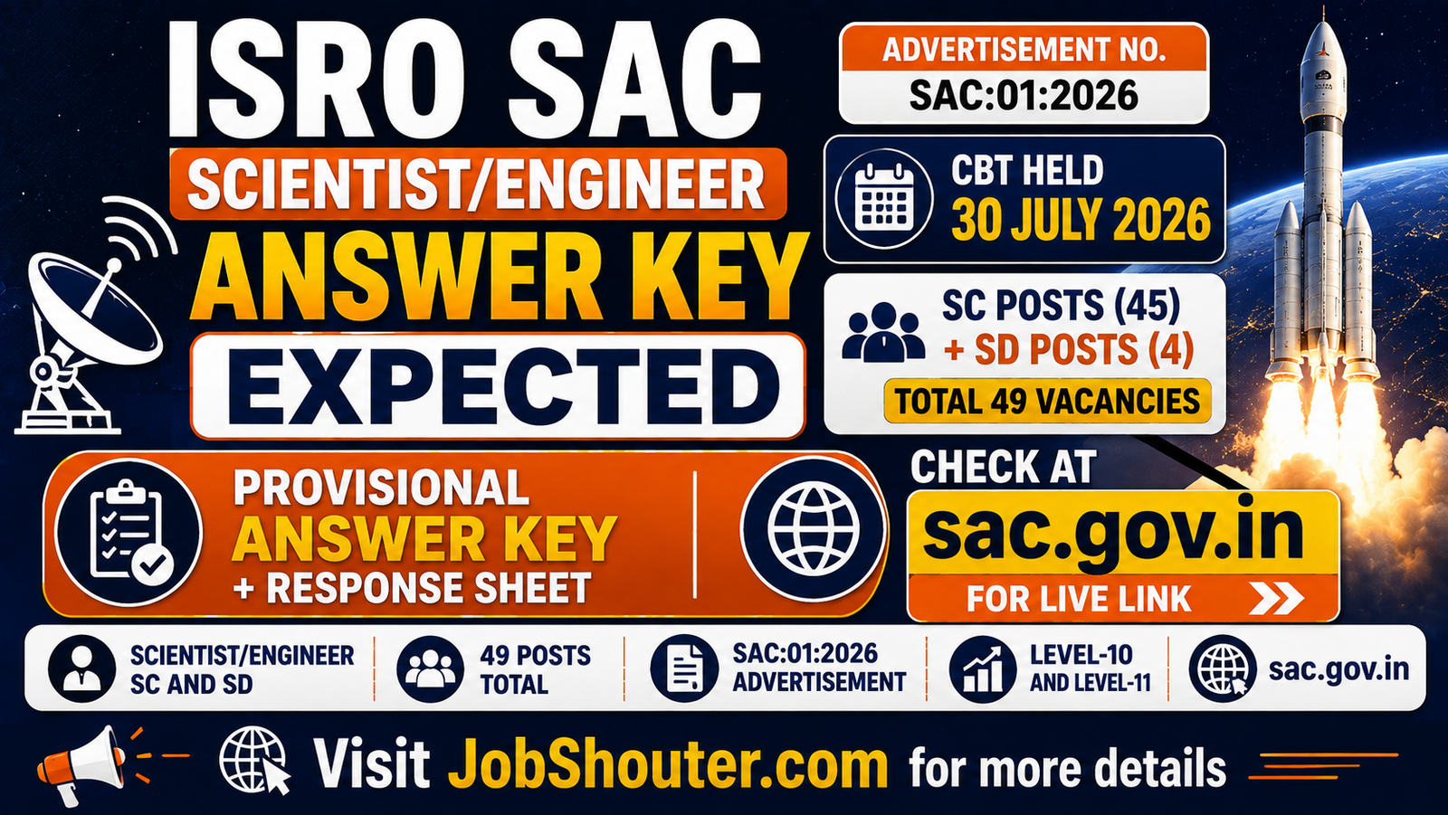 ISRO SAC Scientist Engineer Answer Key 2026