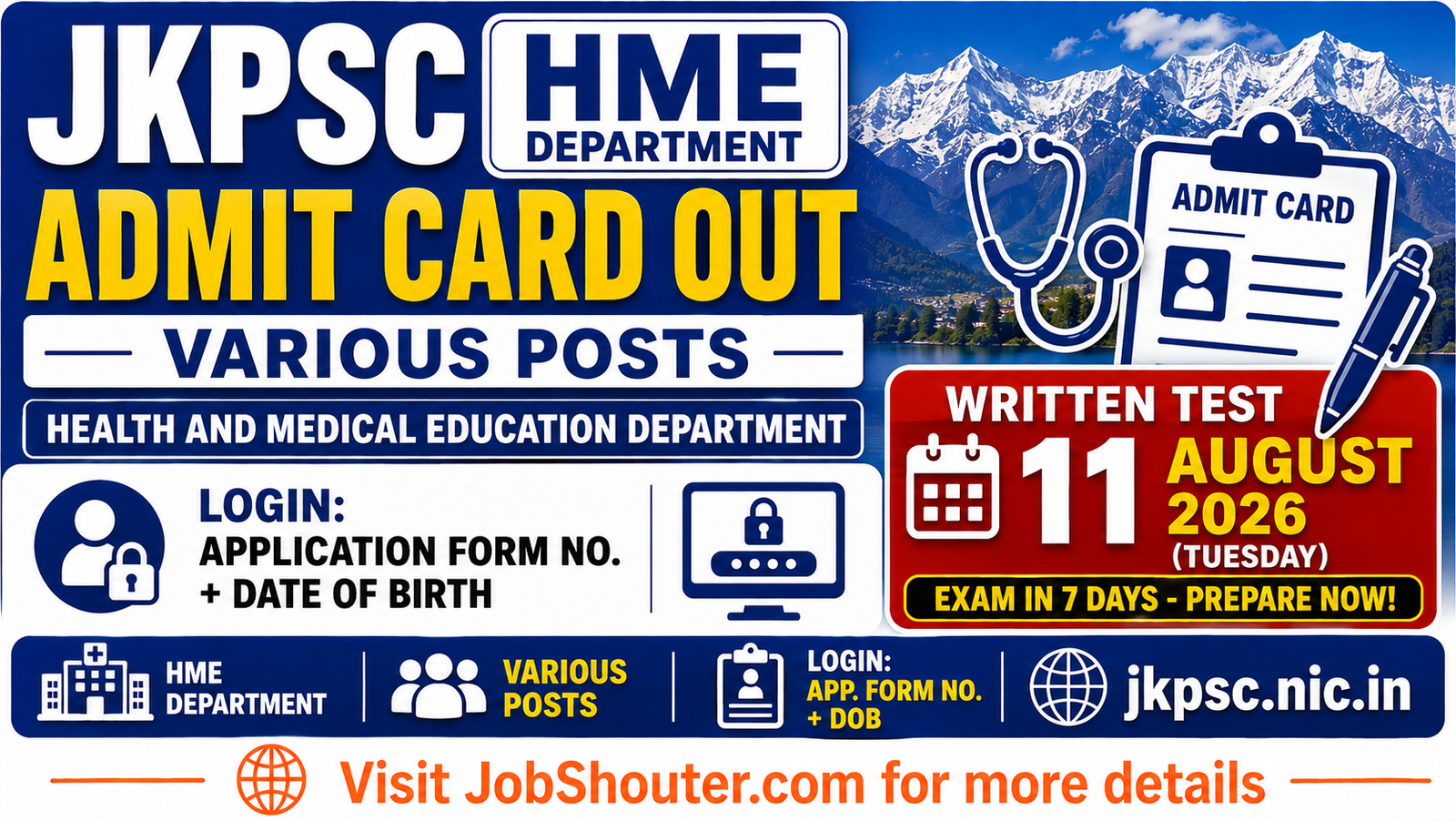 JKPSC HME Department Admit Card 2026 Out