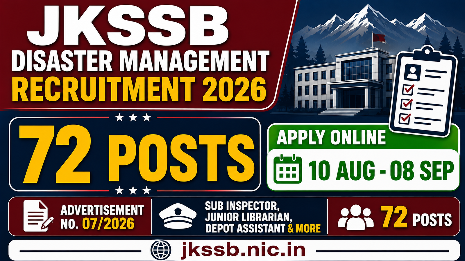 JKSSB DISASTER MANAGEMENT RECRUITMENT 2026 OUT