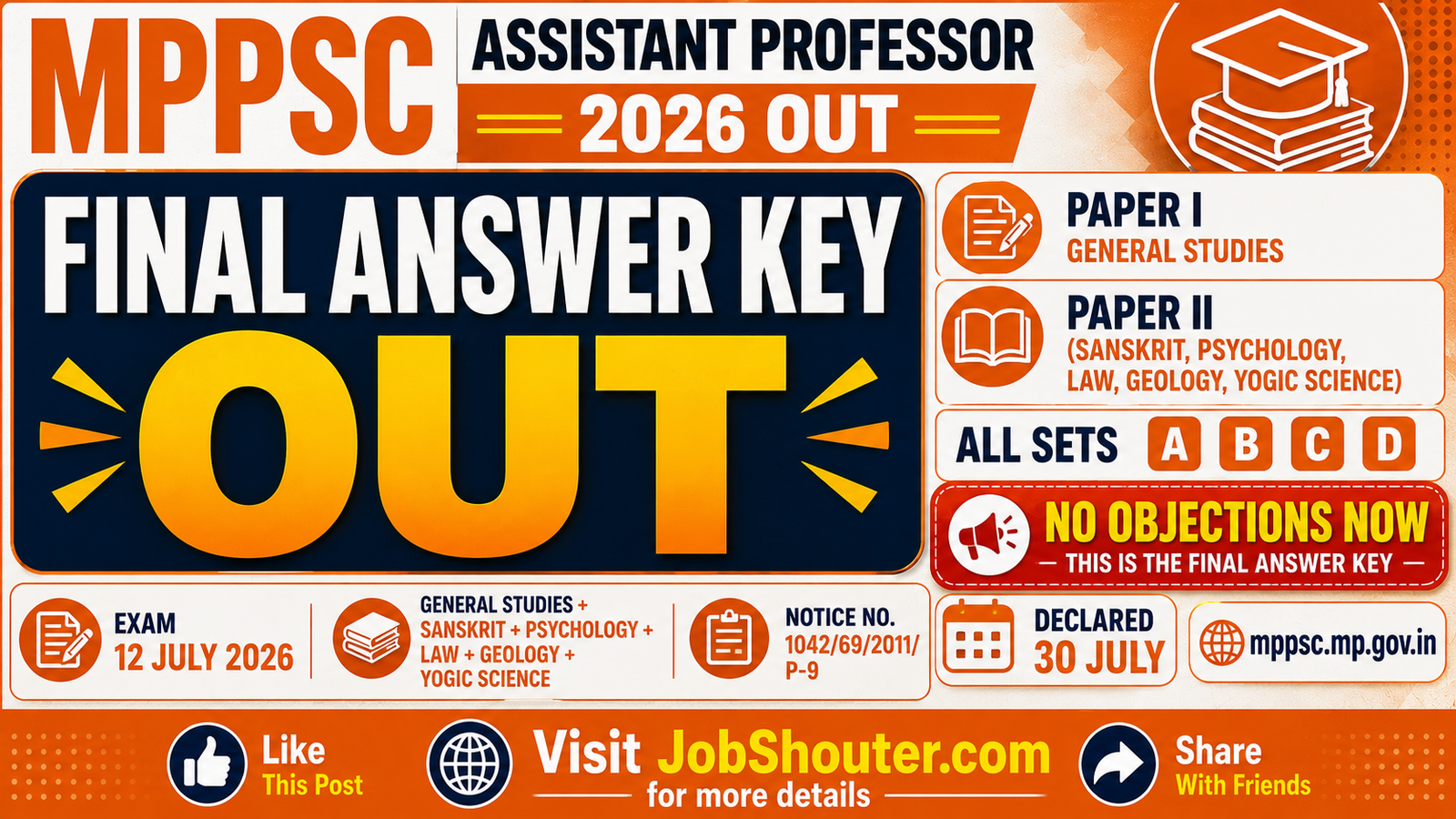 MPPSC ASSISTANT PROFESSOR FINAL ANSWER KEY 2026 OUT