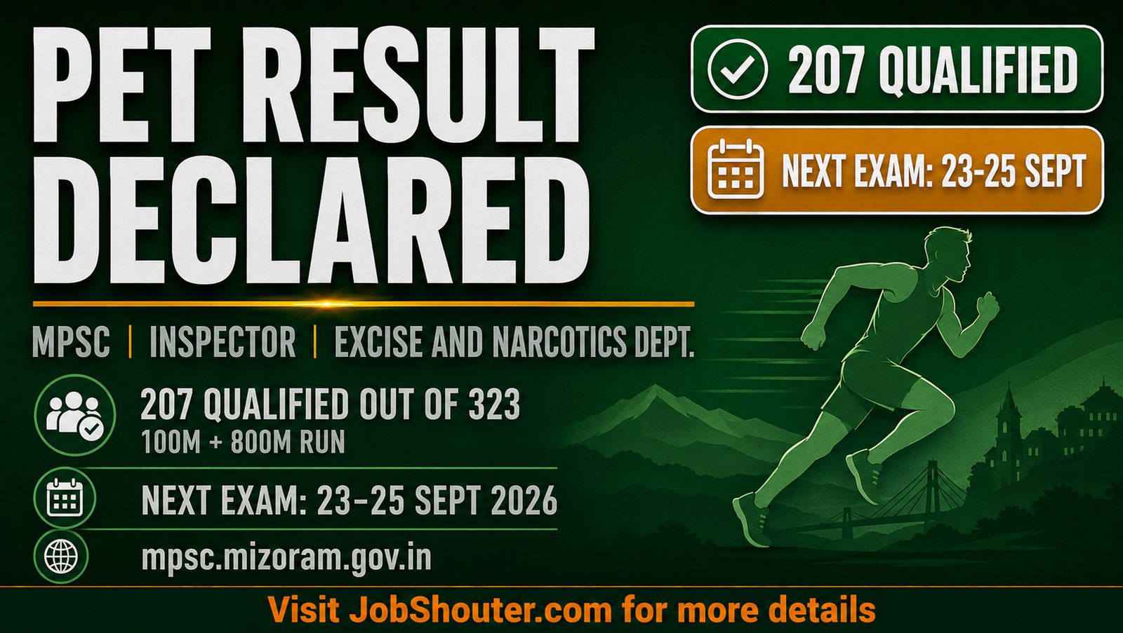 Mizoram PSC Inspector PET Result 2026 - 207 Qualified
