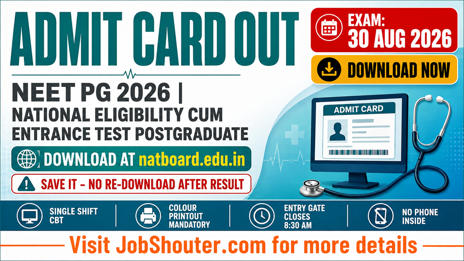 NEET PG Admit Card 2026 Out