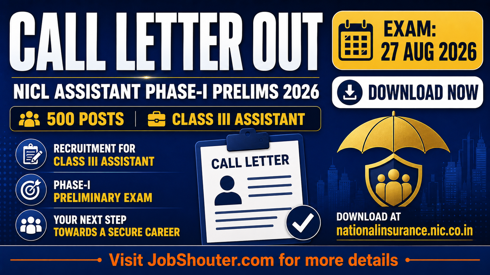 NICL ASSISTANT CALL LETTER 2026 OUT