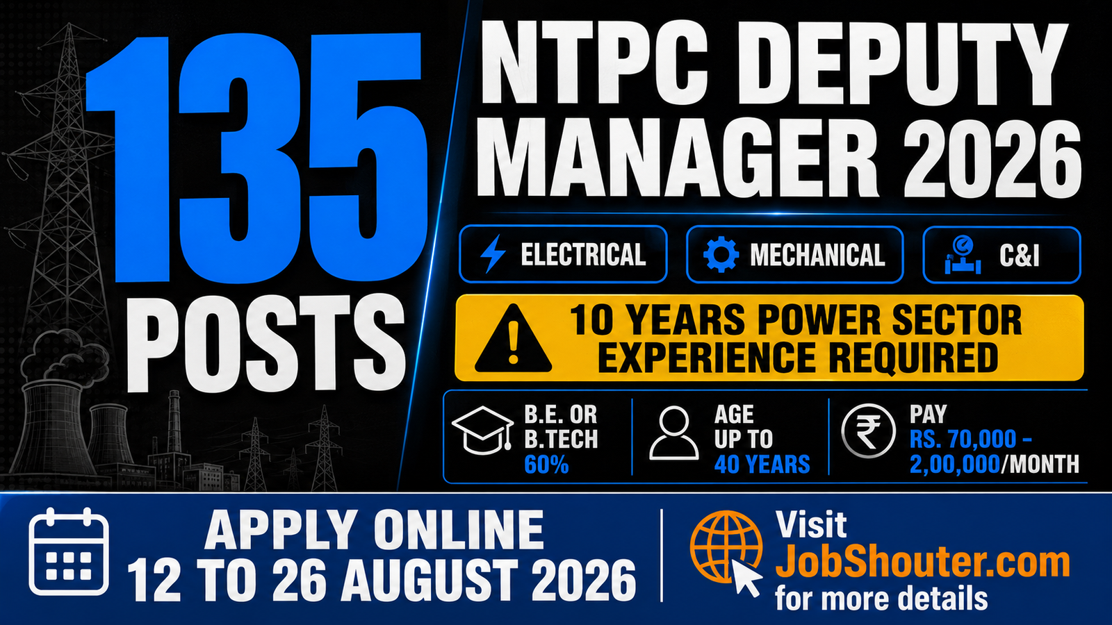 NTPC Deputy Manager Recruitment 2026 - 135 Posts