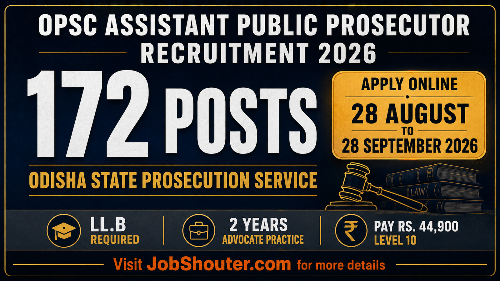 OPSC Assistant Public Prosecutor Recruitment 2026 - 172 Posts