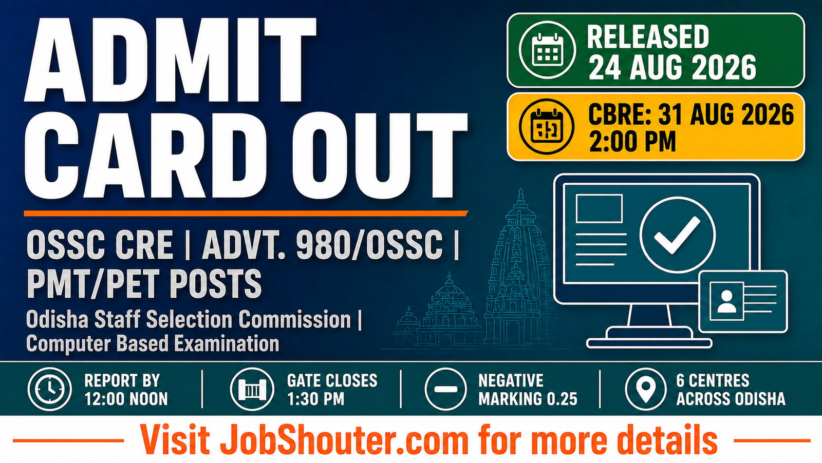 OSSC CRE ADMIT CARD 2026 OUT