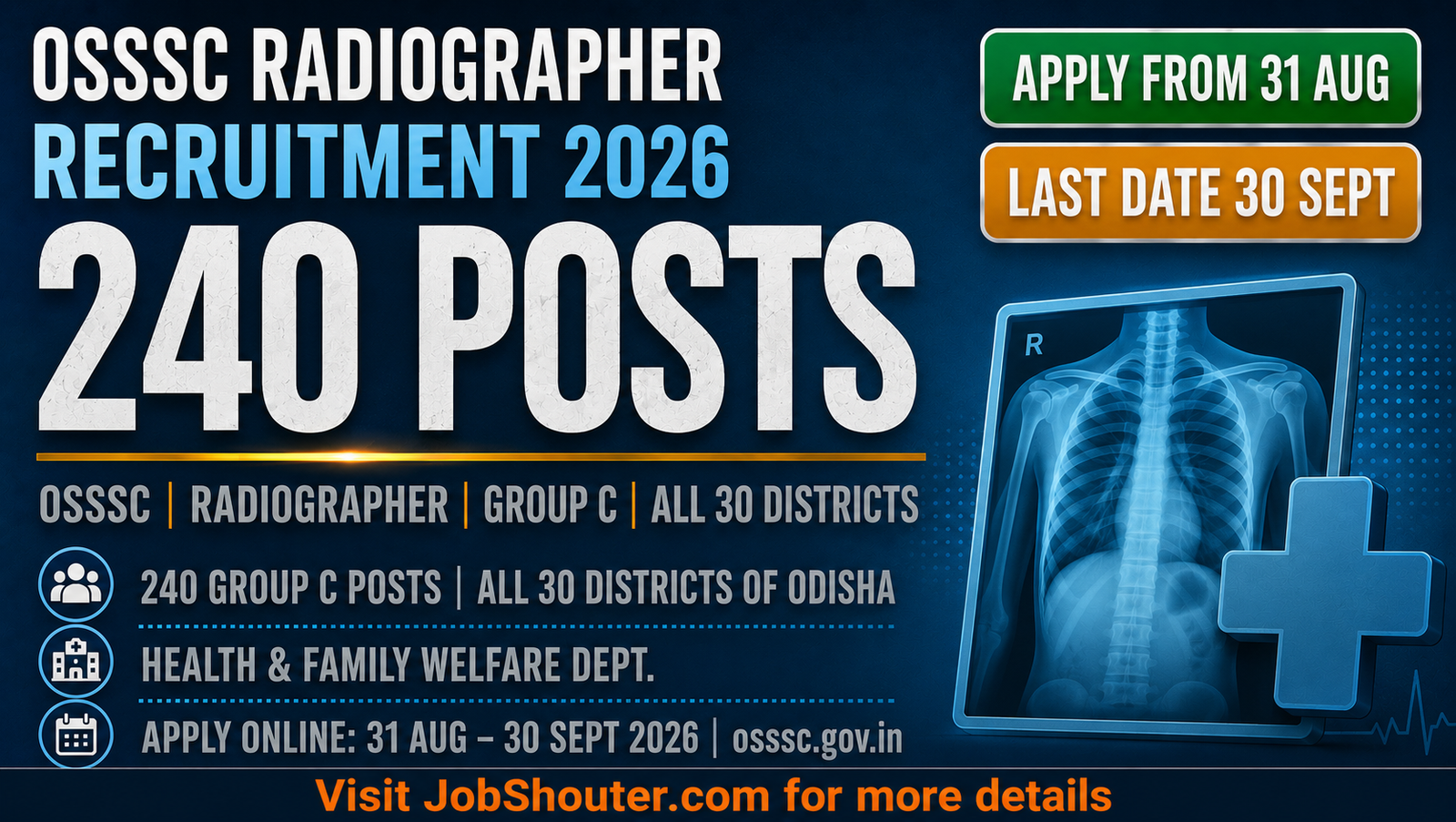 OSSSC Radiographer Recruitment 2026 - 240 Posts