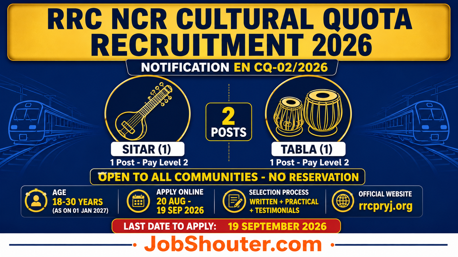 RRC NCR Cultural Quota Recruitment 2026