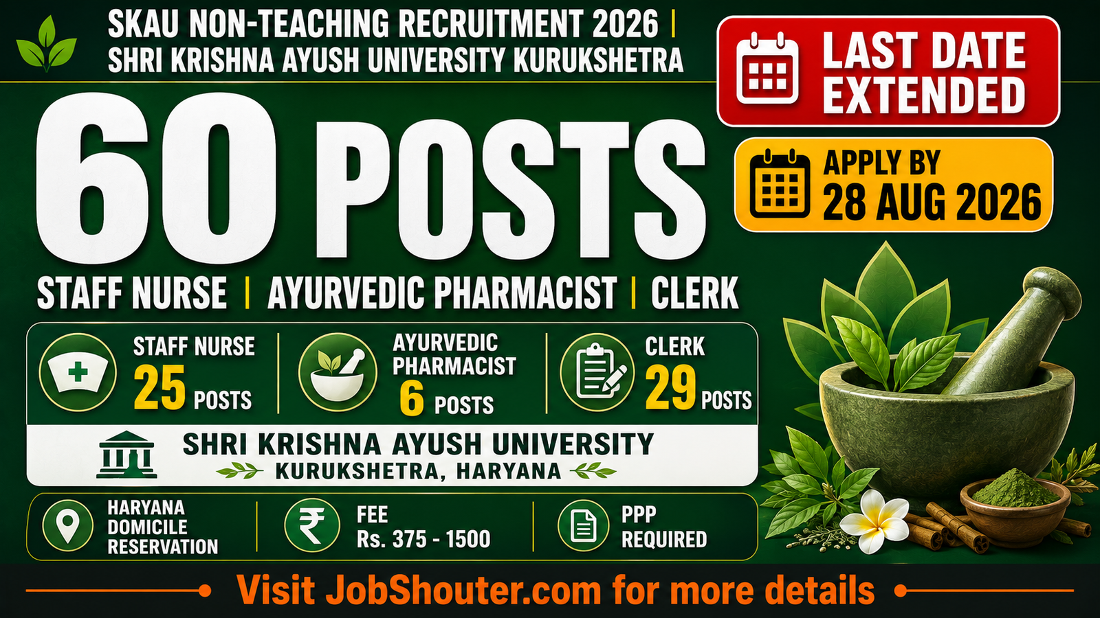 SKAU Non-Teaching Recruitment 2026 - 60 Posts