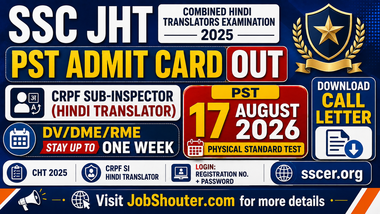 SSC JHT PST ADMIT CARD 2026 OUT