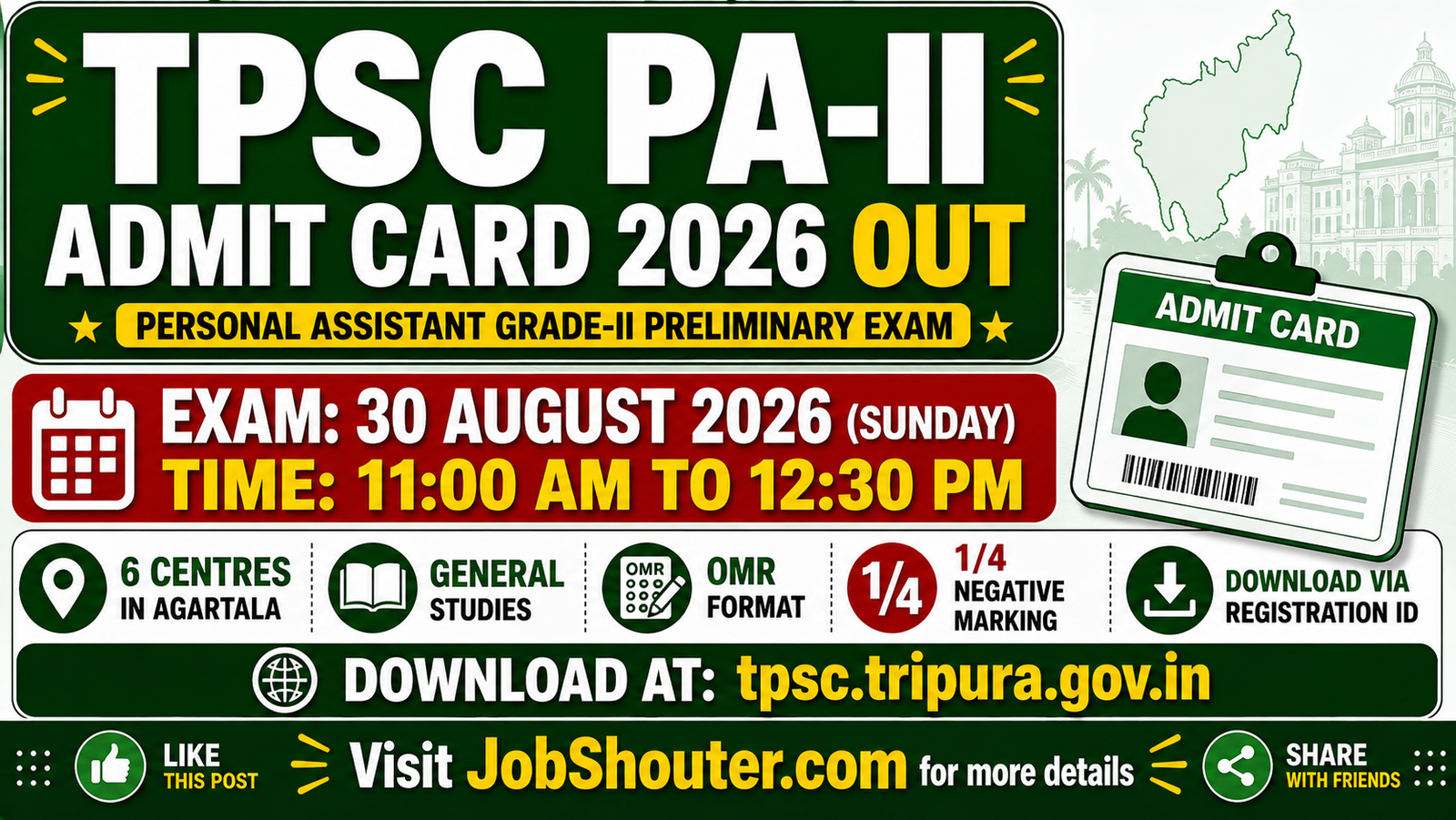 TPSC PA-II ADMIT CARD 2026 OUT