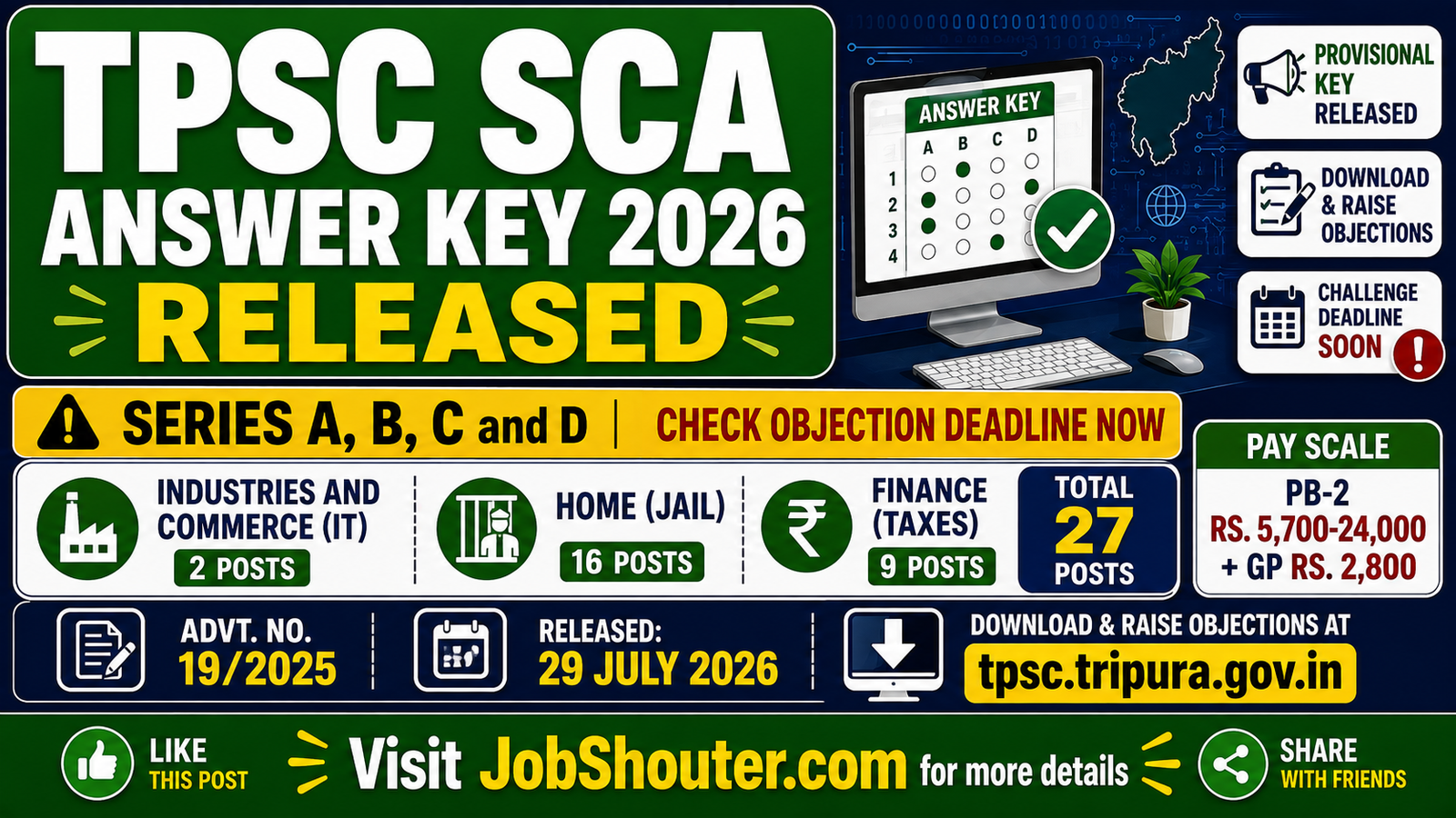 TPSC Senior Computer Assistant Answer Key 2026